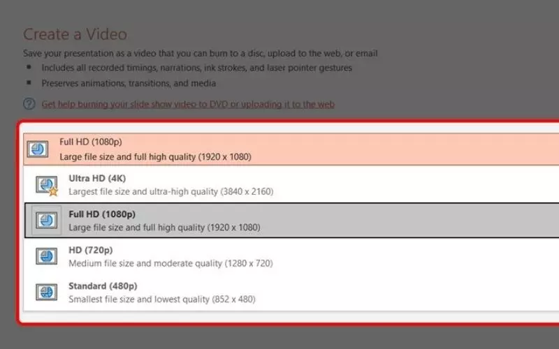 Ở mục Computer & HD Displays > chỉnh chất lượng video theo sở thích