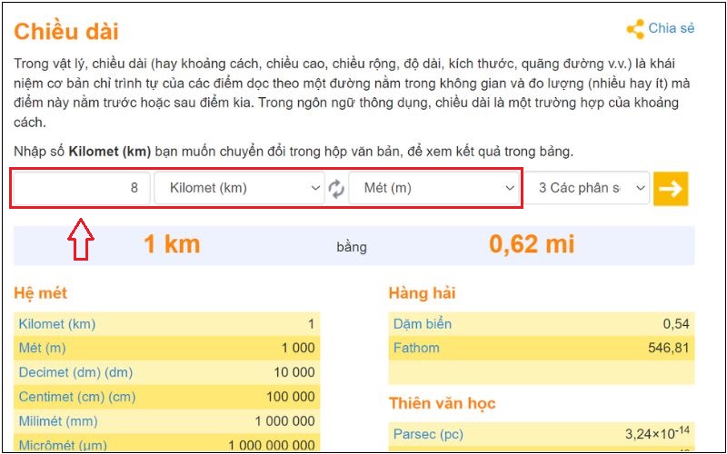 Nhập số lượng đơn vị mà mình muốn chuyển
