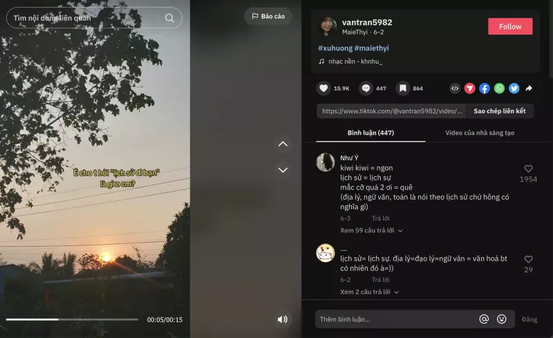 Câu trend "Lịch sử đi bạn ơi" xuất hiện trong nhiều video Tiktok
