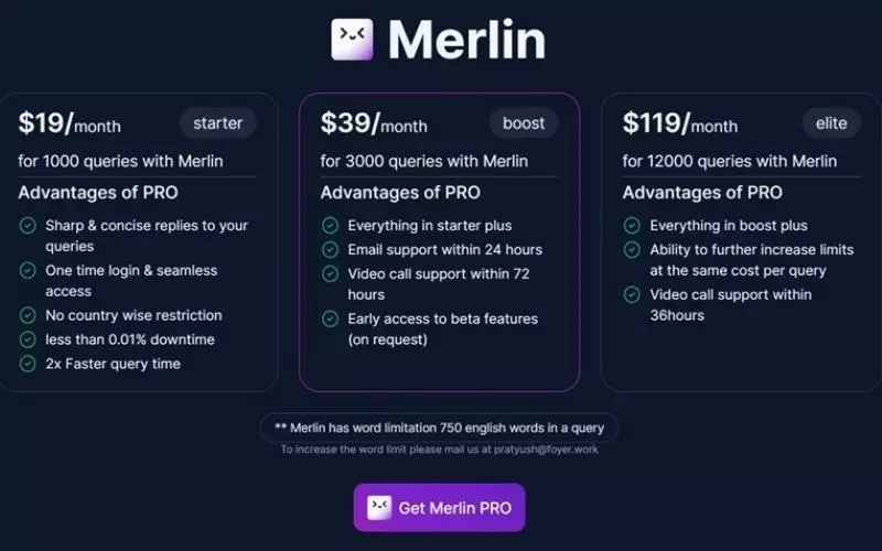 Hiện tại Merlin ChatGPT đang được sử dụng miễn phí