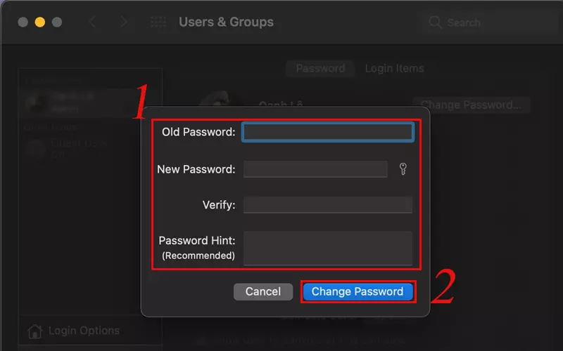 Cuối cùng, nhấp vào Change Password để hoàn tất
