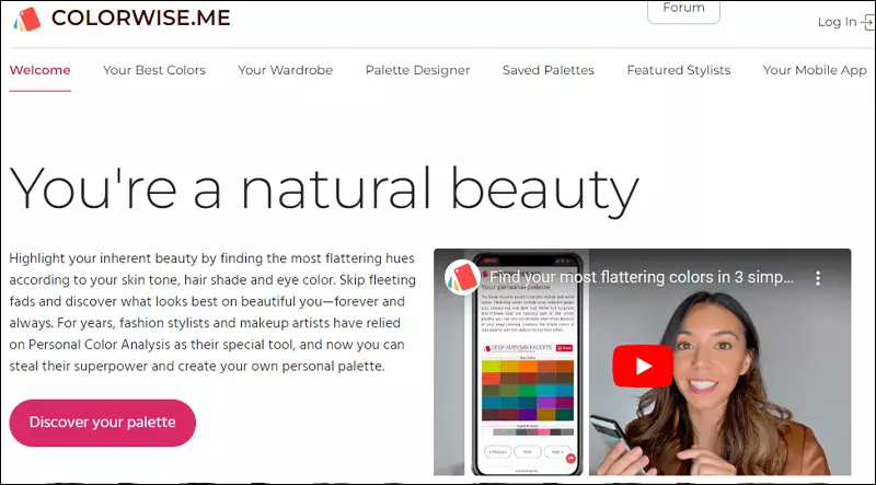 Giao diện web Colorwise.me