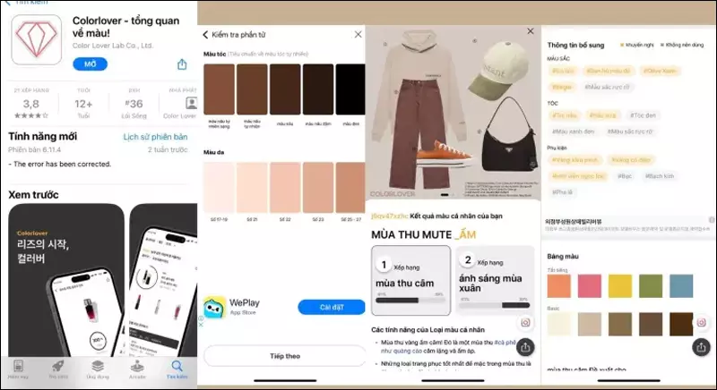 Giao diện ứng dụng Color Lover Lab