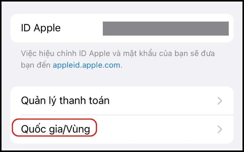 Truy cập vào App Store -> Chọn vào biểu tượng tài khoản -> Tên tài khoản -> Quốc gia/Vùng