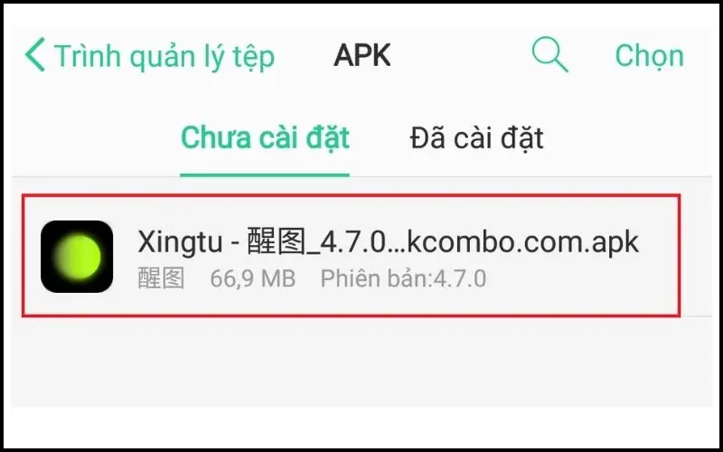Sử dụng điện thoại và tải về tệp Xingtu APK
