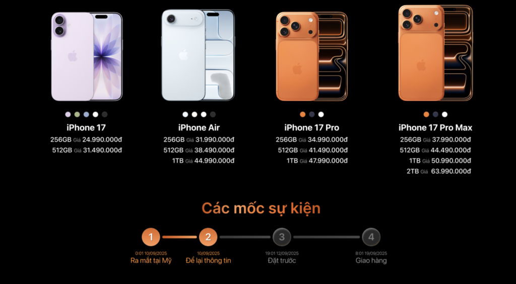 Hình ảnh và giá bán chính thức của iPhone 17 Series
